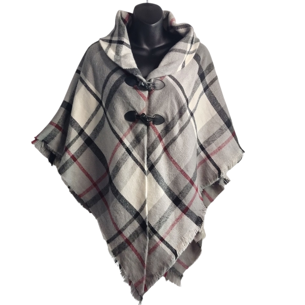 St. John's Bay Womens Classic Multicolor Plaid Sweater Poncho One Size N… - Picture 1 of 10